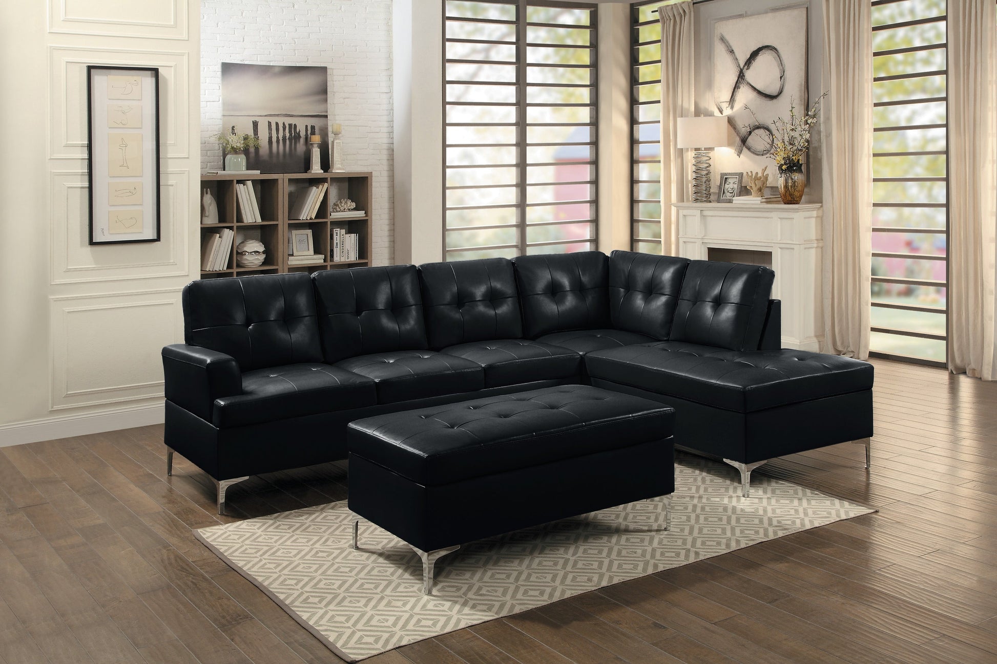 Barrington New Black Ottoman - SH8378BLK-4 - Luna Furniture - Dallas Store