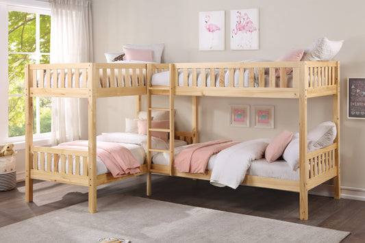 Bartly Pine Corner Bunk Bed - SET | B2043CN-1 | B2043CN-2 | B2043CN-SL - Luna Furniture - Dallas Store