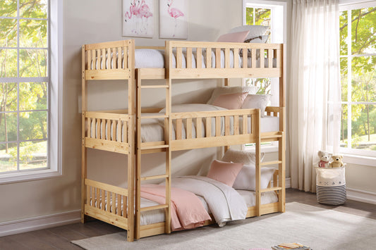 Bartly Pine Triple Bunk Bed - SET | B2043TTT-1 | B2043TTT-2 | B2043TTT-SL - Luna Furniture - Dallas Store