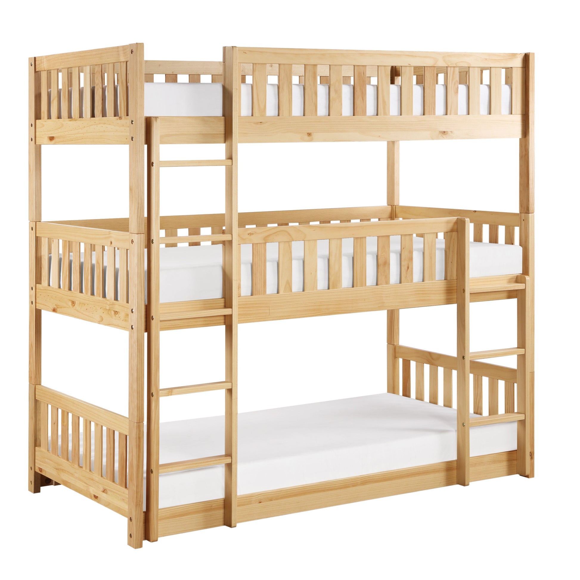 Bartly Pine Triple Bunk Bed - SET | B2043TTT-1 | B2043TTT-2 | B2043TTT-SL - Luna Furniture - Dallas Store