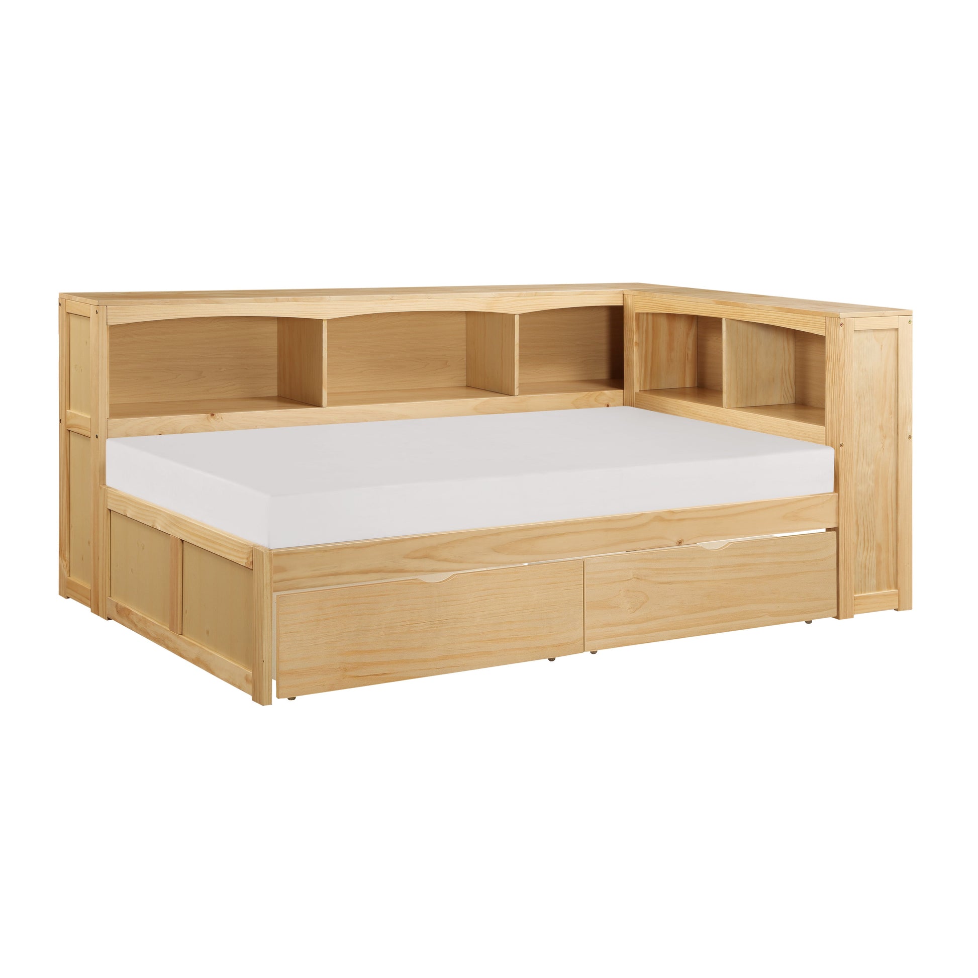 Bartly Pine Twin Bookcase Corner Bed with Storage Boxes - SET | B2043BC-1 | B2043BC-2 | B2043BC-BC | B2043-T - Luna Furniture - Dallas Store