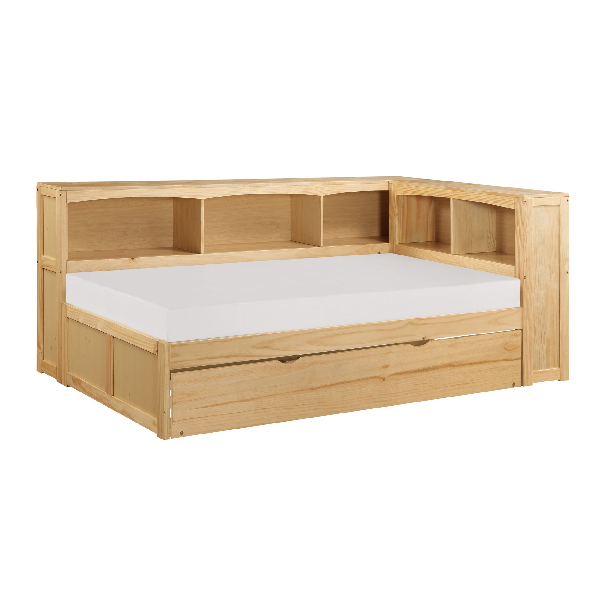Bartly Pine Twin Bookcase Corner Bed with Twin Trundle - SET | B2043BC-1 | B2043BC-2 | B2043BC-BC | B2043-R - Luna Furniture - Dallas Store