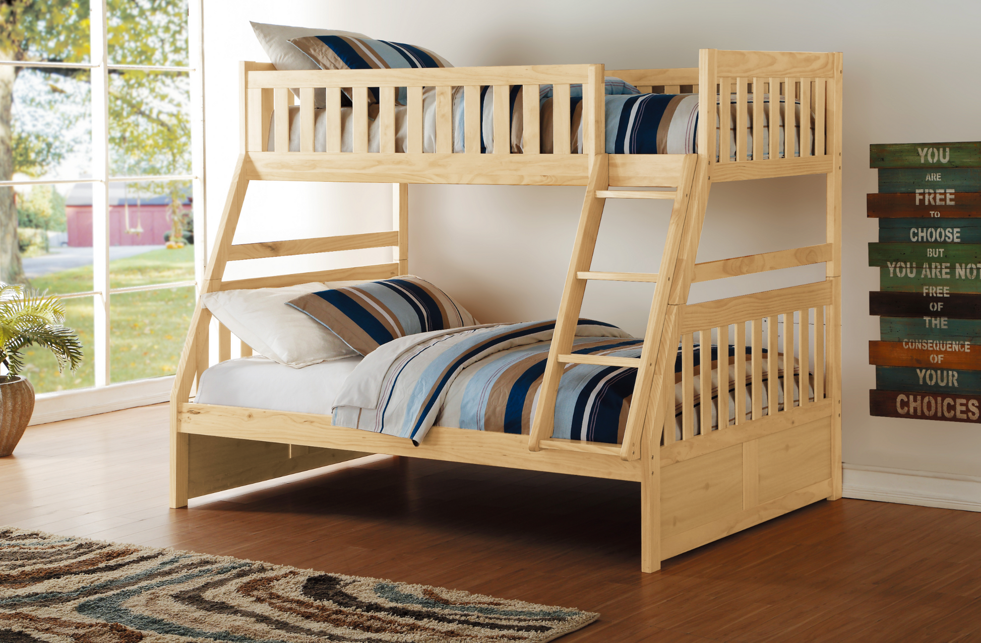 Bartly Pine Twin/Full Bunk Bed - SET | B2043TF-1 | B2043TF-2 | B2043TF-SL - Luna Furniture - Dallas Store