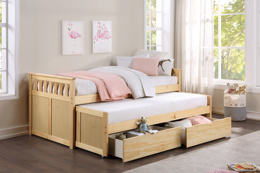 Bartly Pine Twin/Twin Bed with Storage Boxes - SET | B2043RT-1 | B2043RT-2 | B2043RT-SL | B2043-T - Luna Furniture - Dallas Store