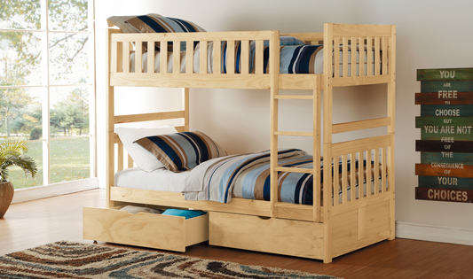 Bartly Pine Twin/Twin Bunk Bed with Storage Boxes - SET | B2043-1 | B2043-2 | B2043-SL | B2043-T - Luna Furniture - Dallas Store