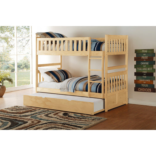Bartly Pine  Twin/Twin Bunk Bed with Twin Trundle - SET | B2043-1 | B2043-2 | B2043-SL | B2043-R - Luna Furniture - Dallas Store