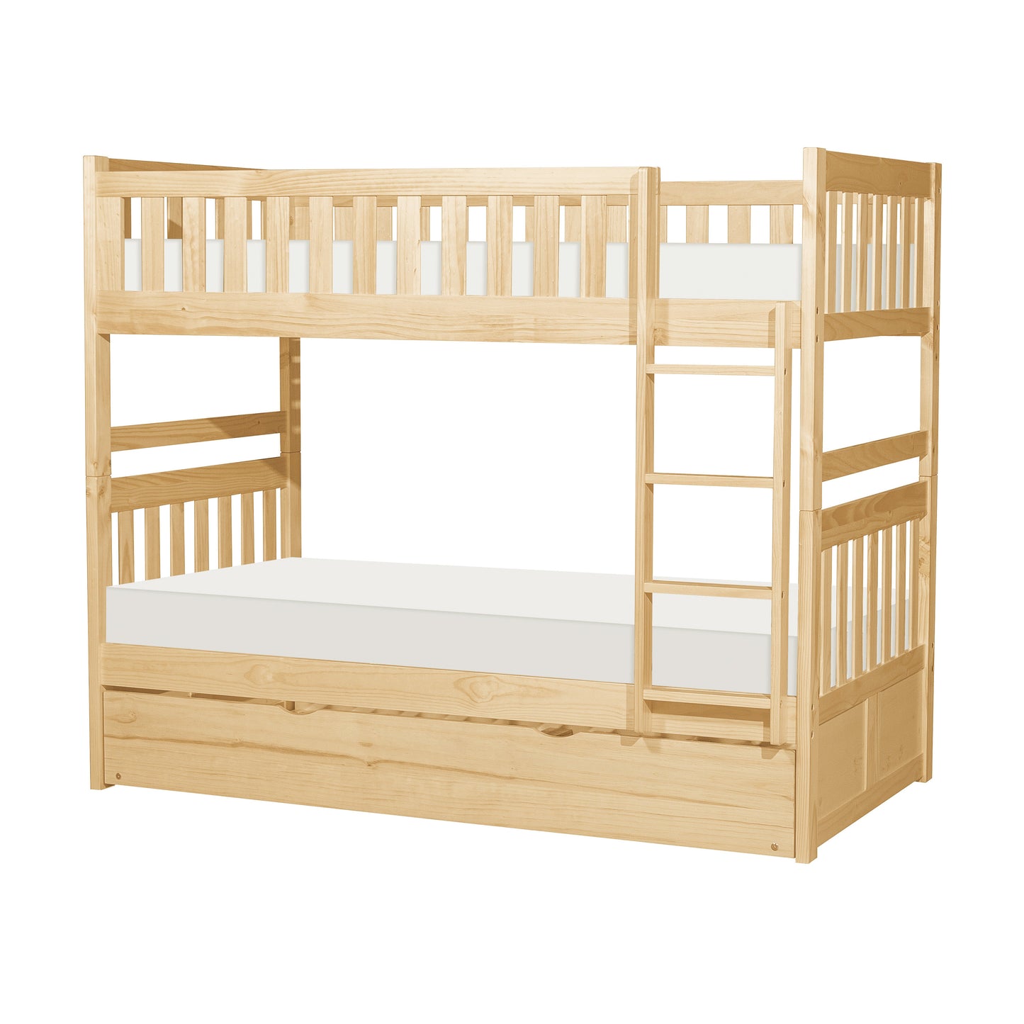 Bartly Pine  Twin/Twin Bunk Bed with Twin Trundle - SET | B2043-1 | B2043-2 | B2043-SL | B2043-R - Luna Furniture - Dallas Store