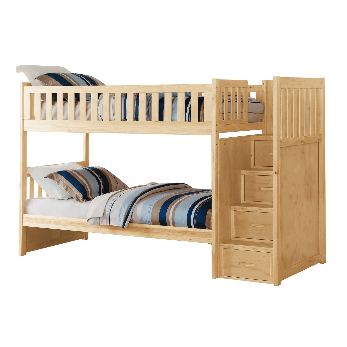 Bartly Pine Twin/Twin Step Bunk Bed - SET | B2043SB-1 | B2043SB-2 | B2043SB-3 | B2043SB-SL - Luna Furniture - Dallas Store