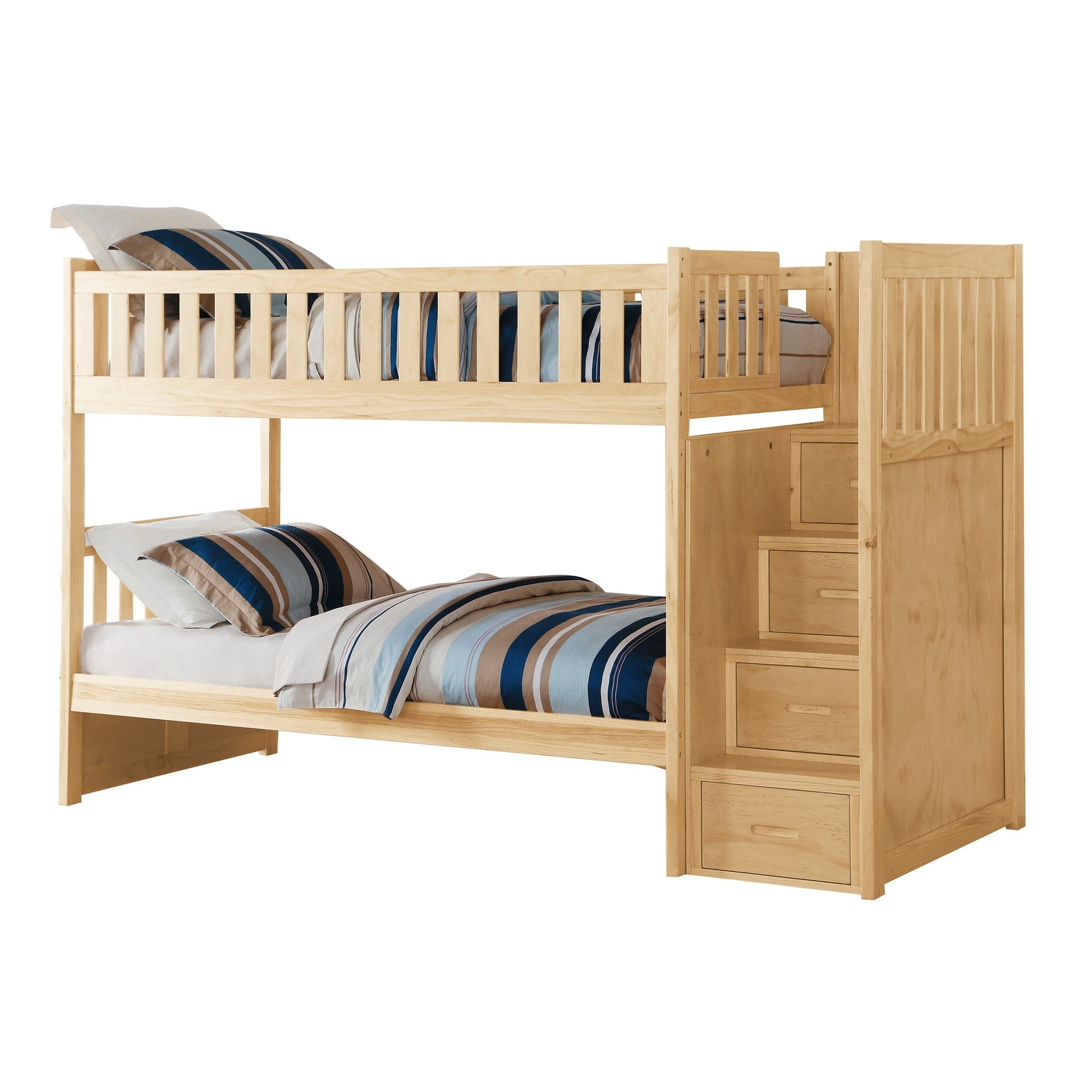 Bartly Pine Twin/Twin Step Bunk Bed - SET | B2043SB-1 | B2043SB-2 | B2043SB-3 | B2043SB-SL - Luna Furniture - Dallas Store