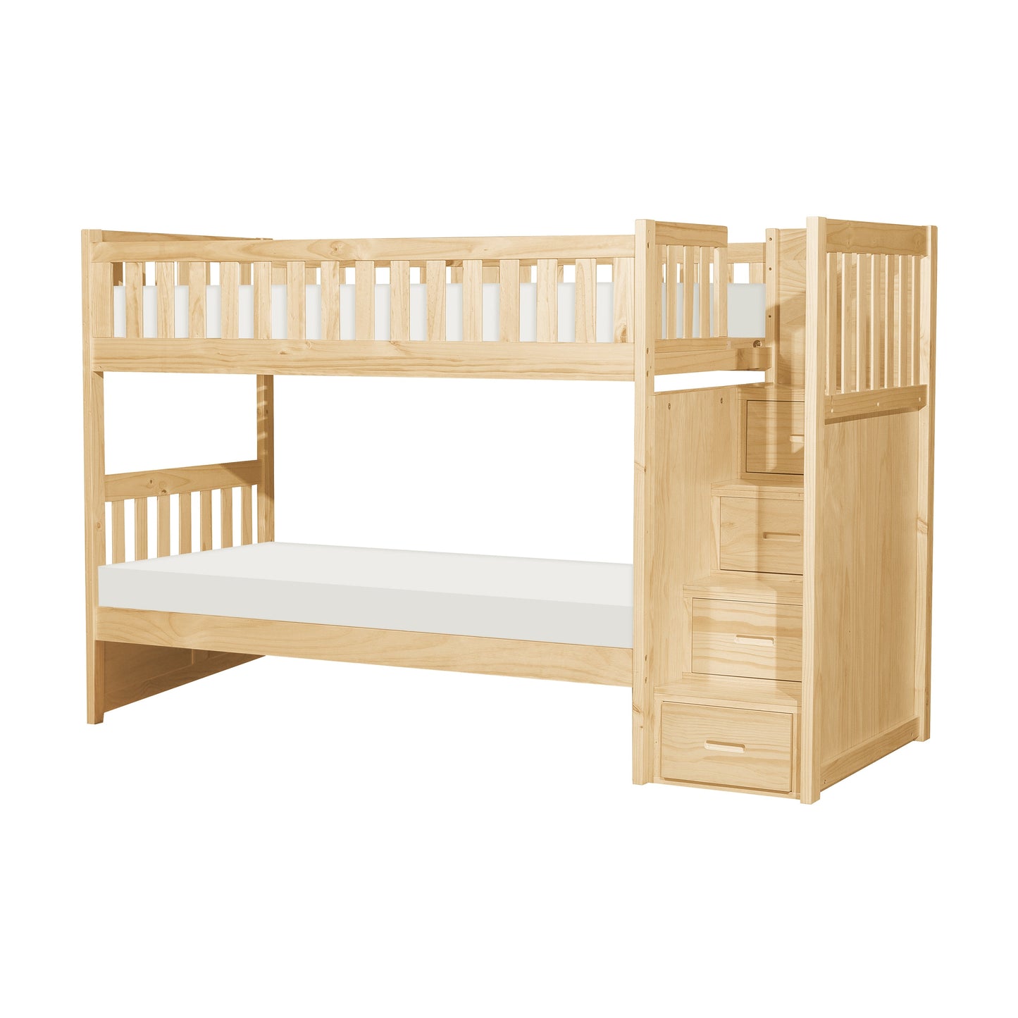 Bartly Pine Twin/Twin Step Bunk Bed - SET | B2043SB-1 | B2043SB-2 | B2043SB-3 | B2043SB-SL - Luna Furniture - Dallas Store