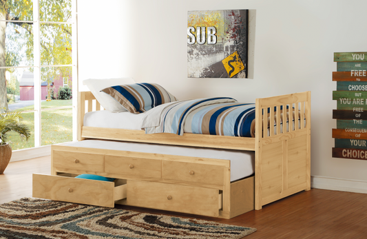 Bartly Pine Twin/Twin Trundle Bed - SET | B2043PR-1 | B2043PR-2 - Luna Furniture - Dallas Store