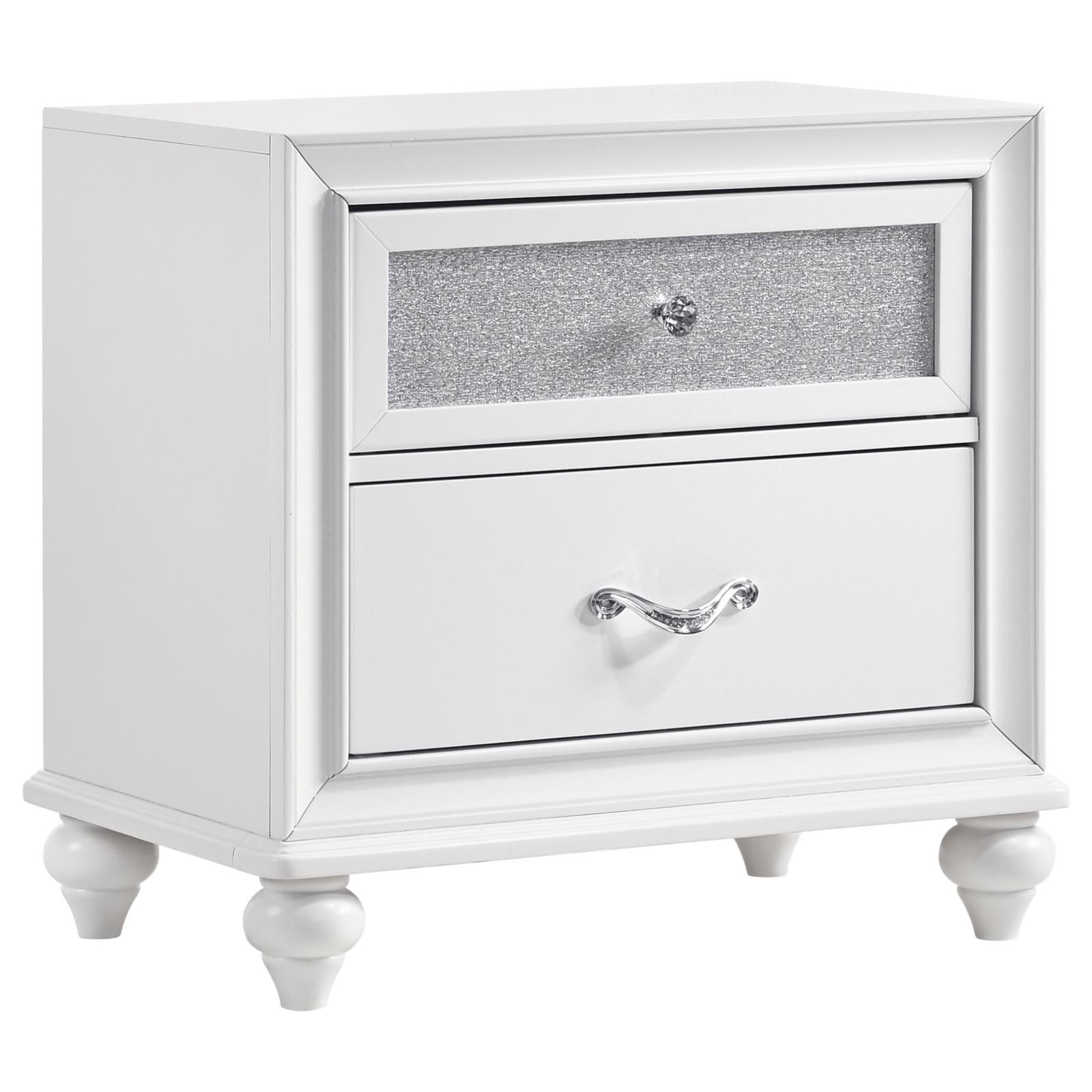 Barzini 2-Drawer Nightstand White - 205892 - Luna Furniture - Dallas Store