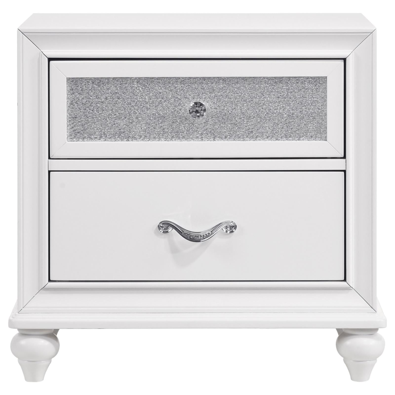 Barzini 2-Drawer Nightstand White - 205892 - Luna Furniture - Dallas Store