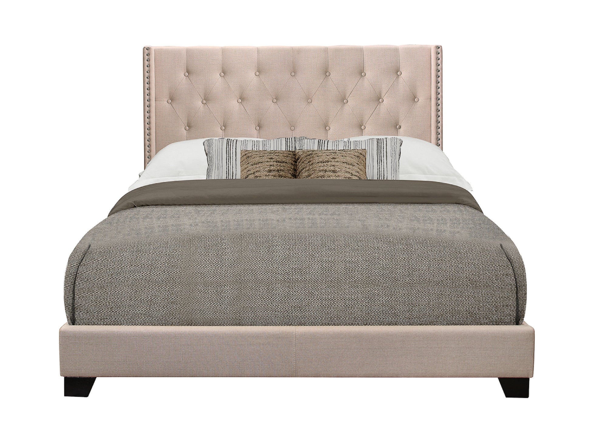 Barzini Beige King Upholstered Bed - SH215KBGE-1 - Luna Furniture - Dallas Store