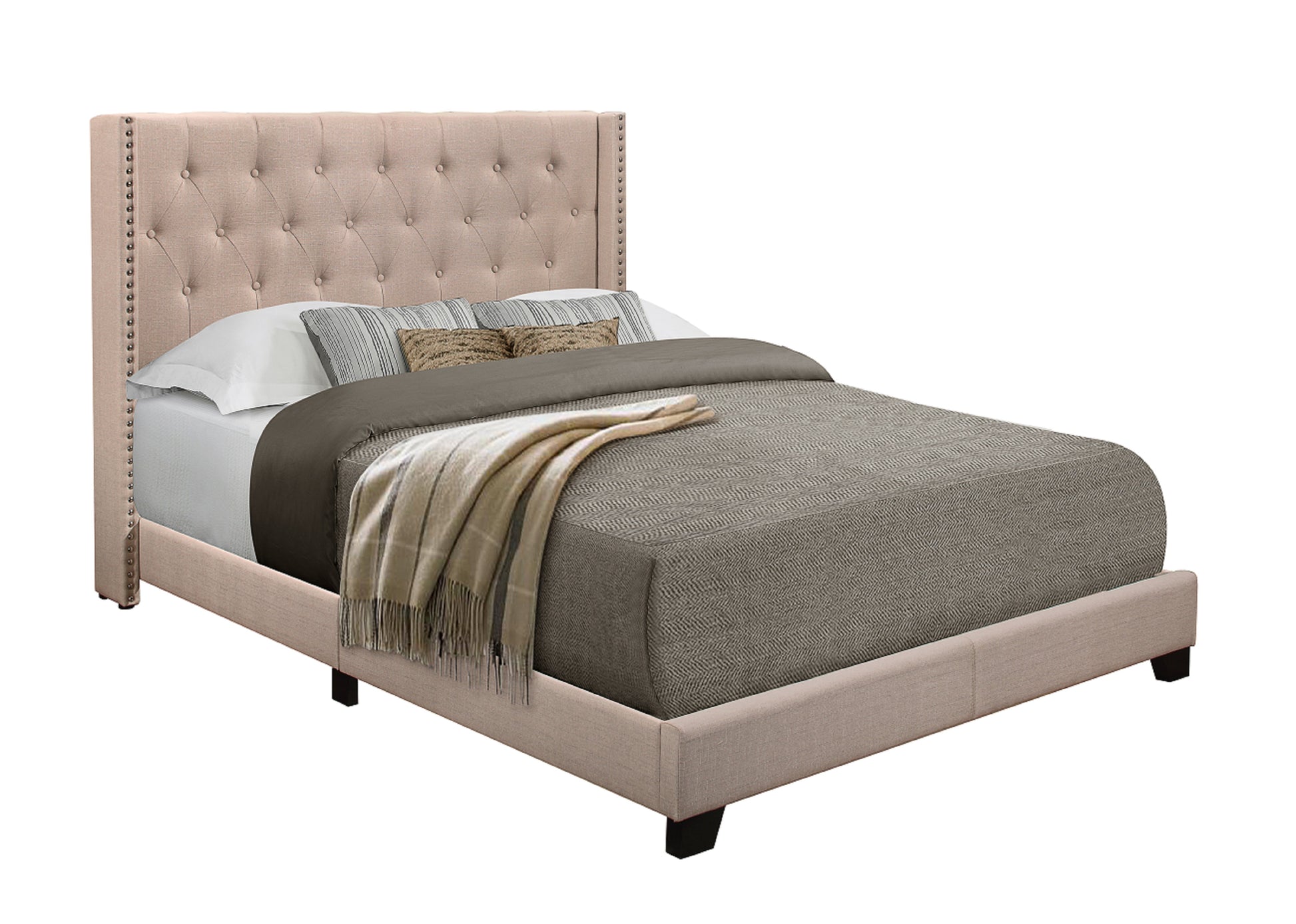 Barzini Beige Queen Upholstered Bed - SH215BGE-1 - Luna Furniture - Dallas Store
