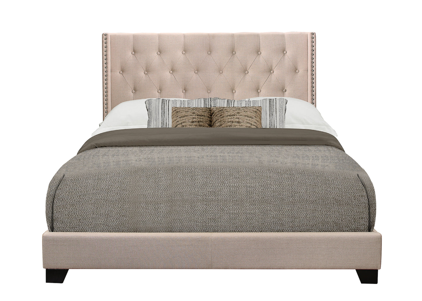 Barzini Beige Queen Upholstered Bed - SH215BGE-1 - Luna Furniture - Dallas Store