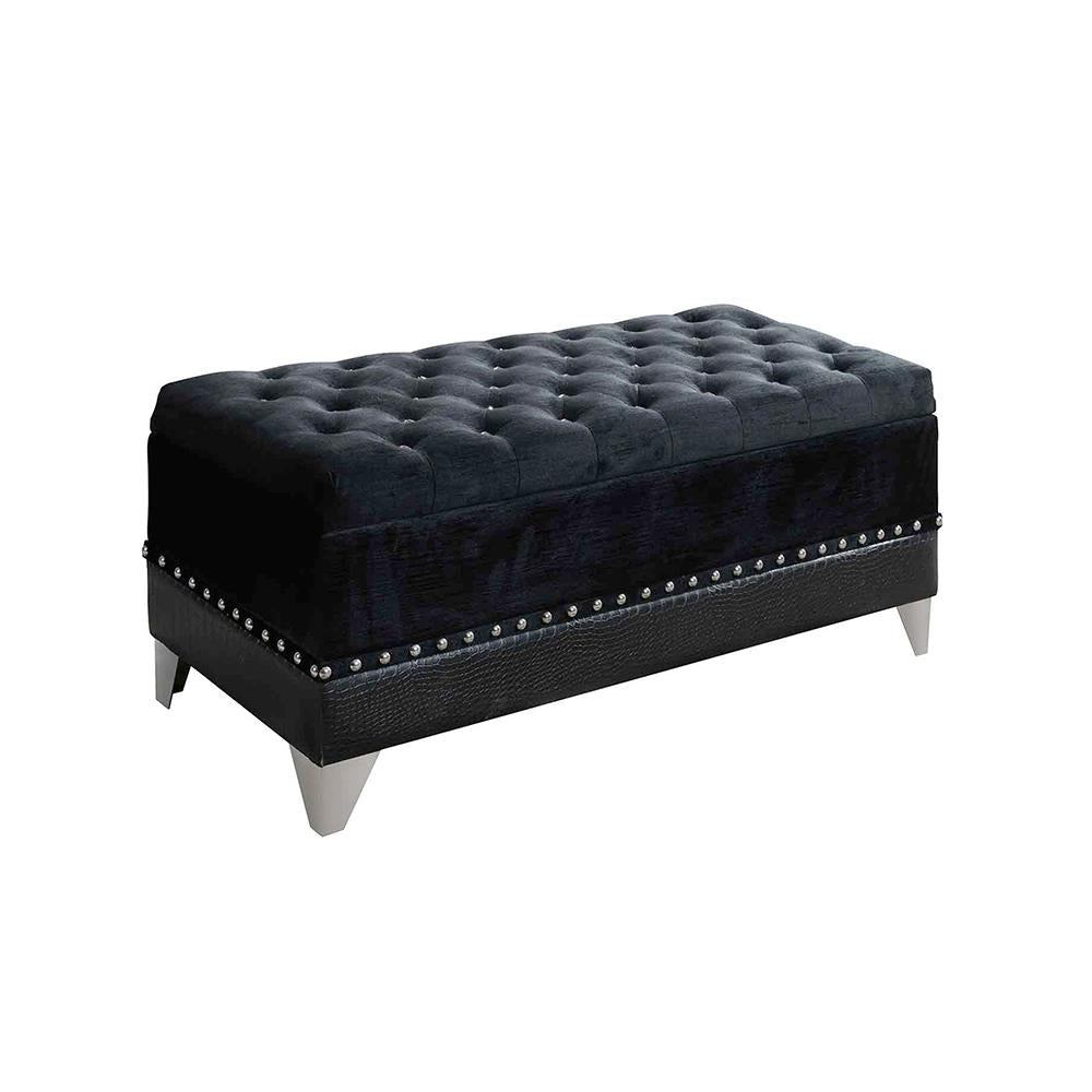 Barzini Black Tufted Rectangular Trunk with Nailhead - 300644 - Luna Furniture - Dallas Store