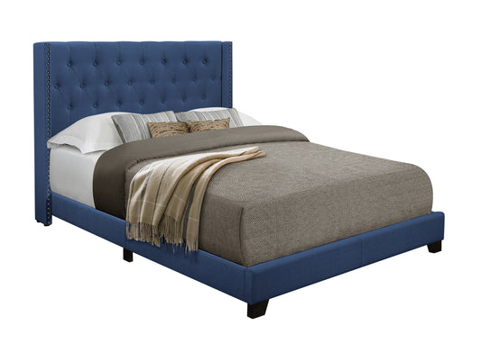 Barzini Blue King Upholstered Bed - SH215KBLU-1 - Luna Furniture - Dallas Store