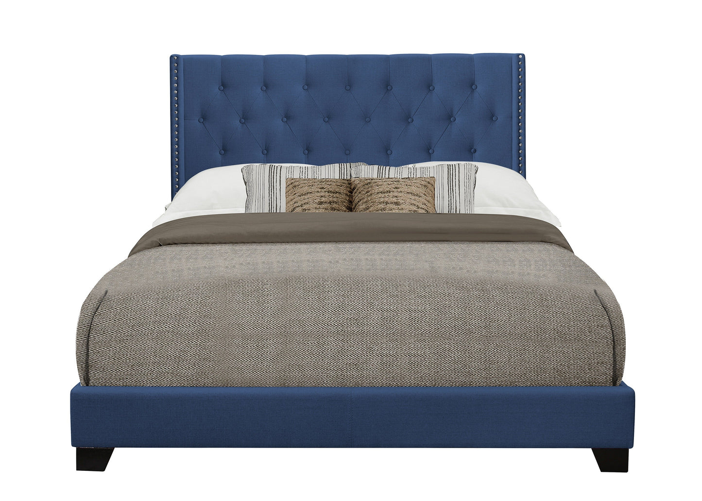 Barzini Blue Queen Upholstered Bed - SH215BLU-1 - Luna Furniture - Dallas Store