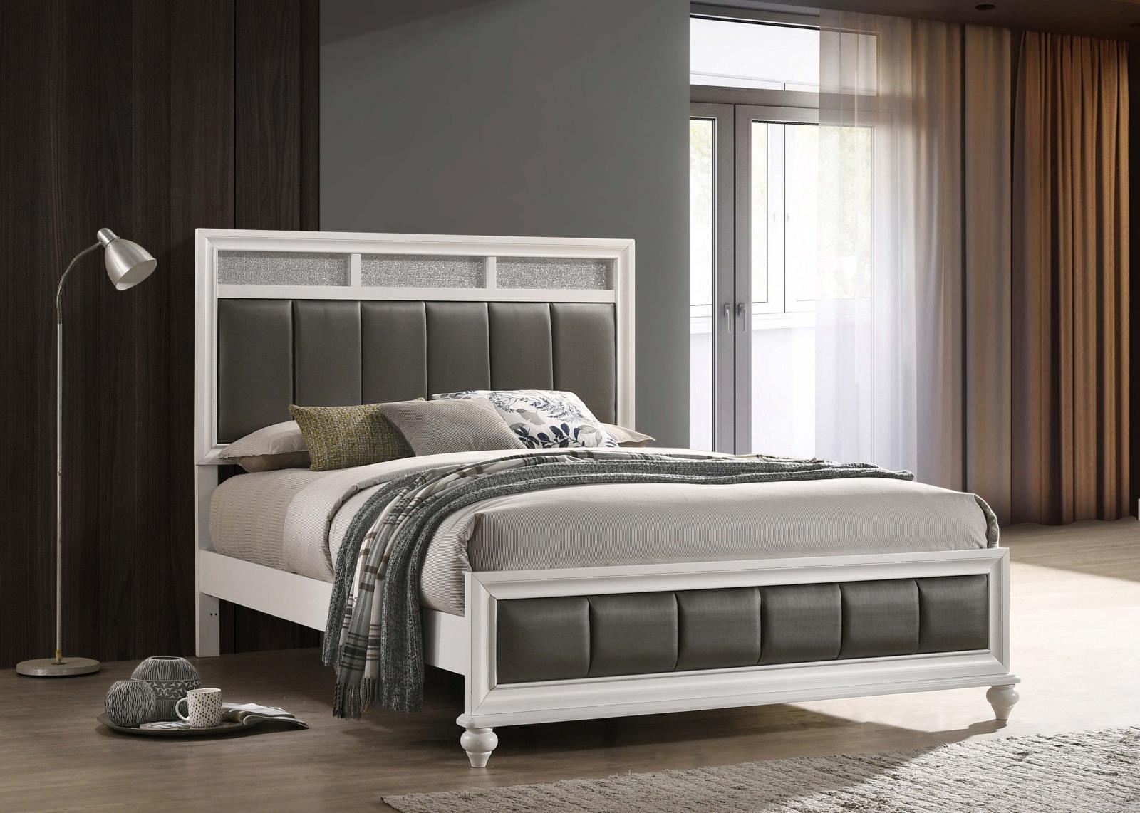 Barzini California King Upholstered Panel Bed White - 205891KW - Luna Furniture - Dallas Store