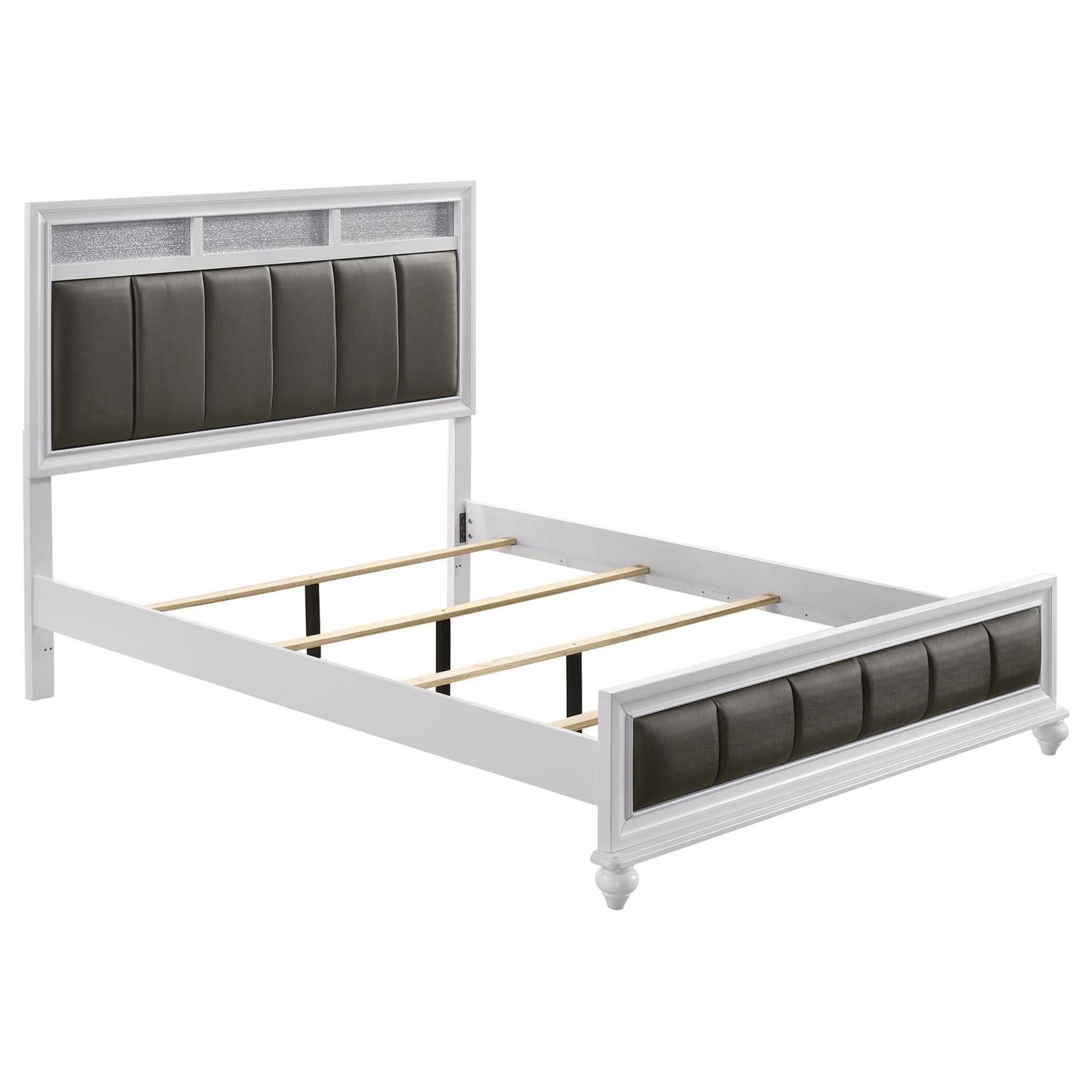 Barzini California King Upholstered Panel Bed White - 205891KW - Luna Furniture - Dallas Store