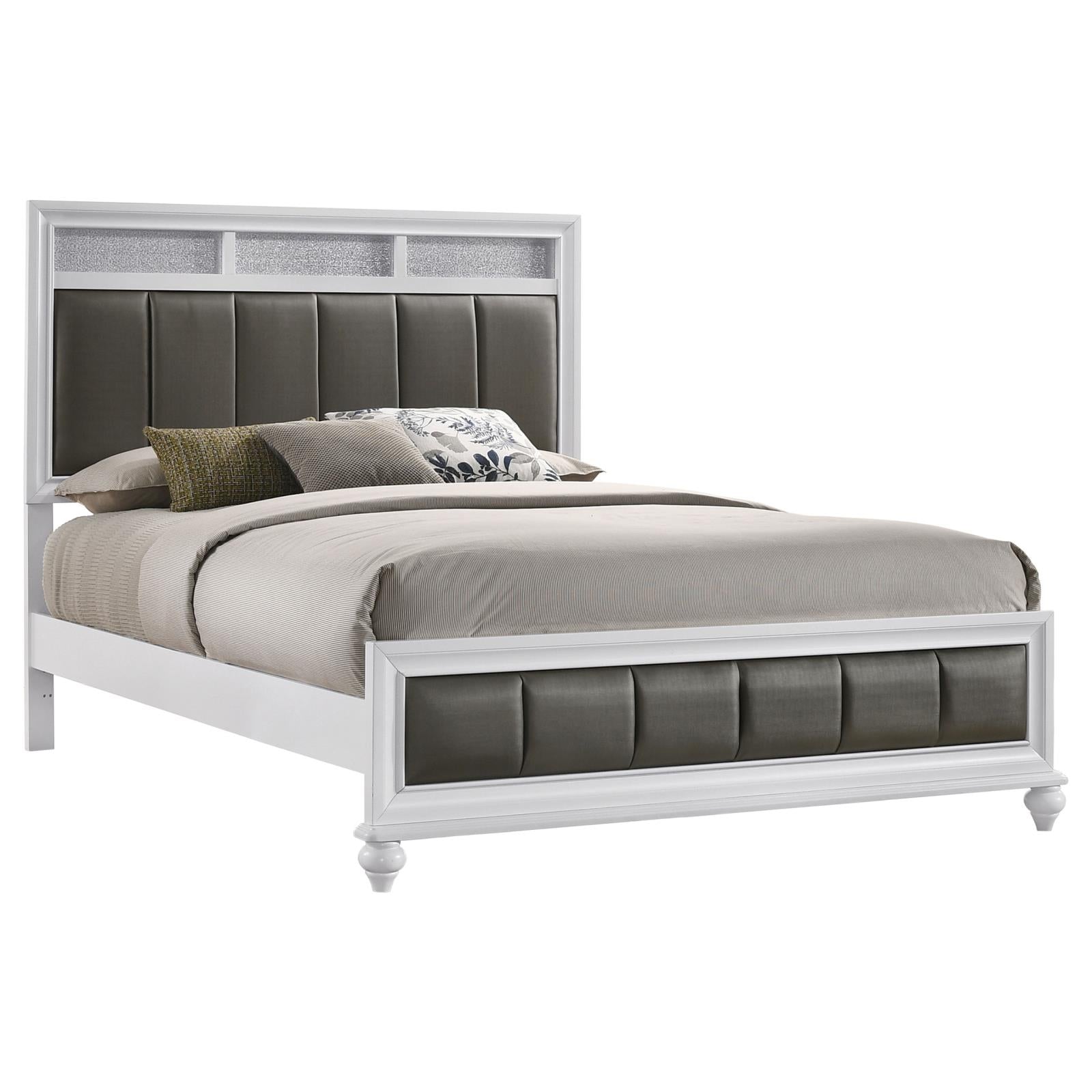Barzini California King Upholstered Panel Bed White - 205891KW - Luna Furniture - Dallas Store