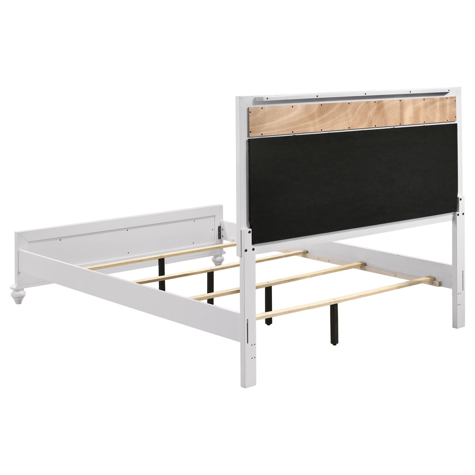 Barzini California King Upholstered Panel Bed White - 205891KW - Luna Furniture - Dallas Store