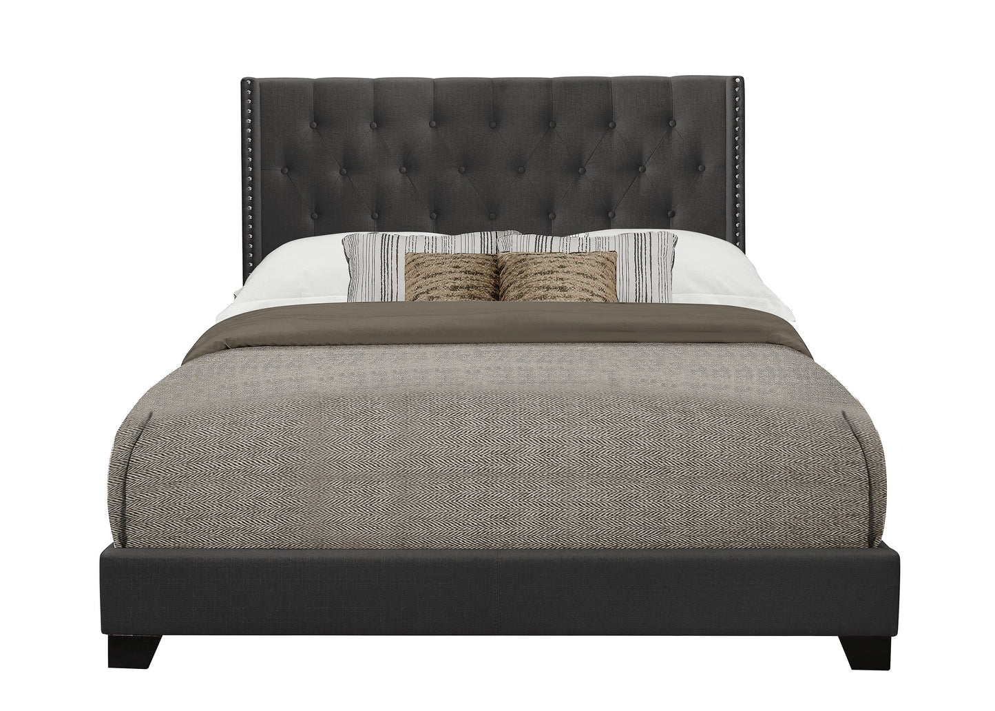 Barzini Dark Gray Full Upholstered Bed - SH215FDGR-1 - Luna Furniture - Dallas Store