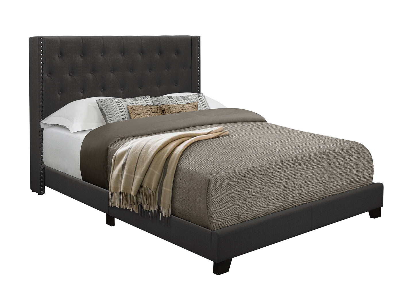Barzini Dark Gray King Upholstered Bed - SH215KDGR-1 - Luna Furniture - Dallas Store