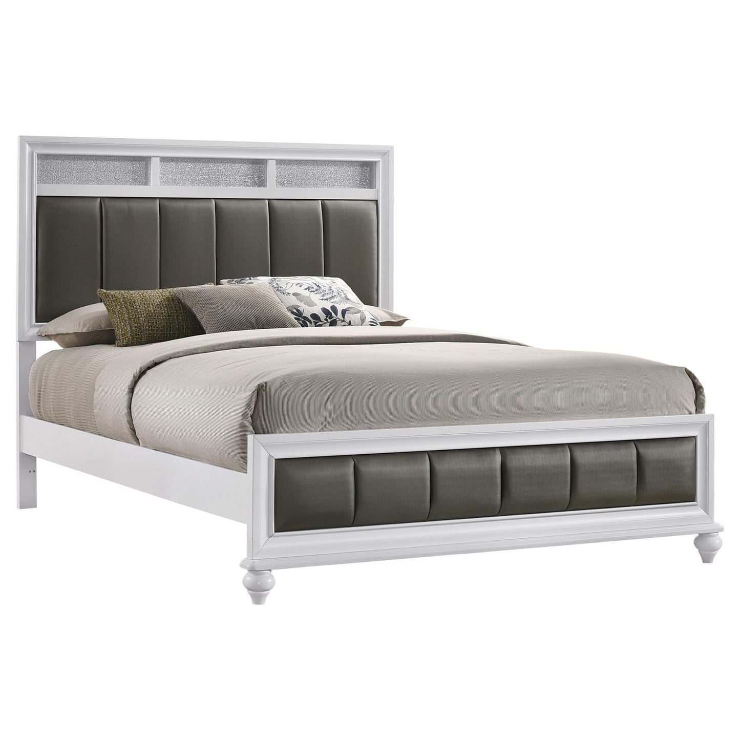 Barzini Eastern King Upholstered Panel Bed White - 205891KE - Luna Furniture - Dallas Store