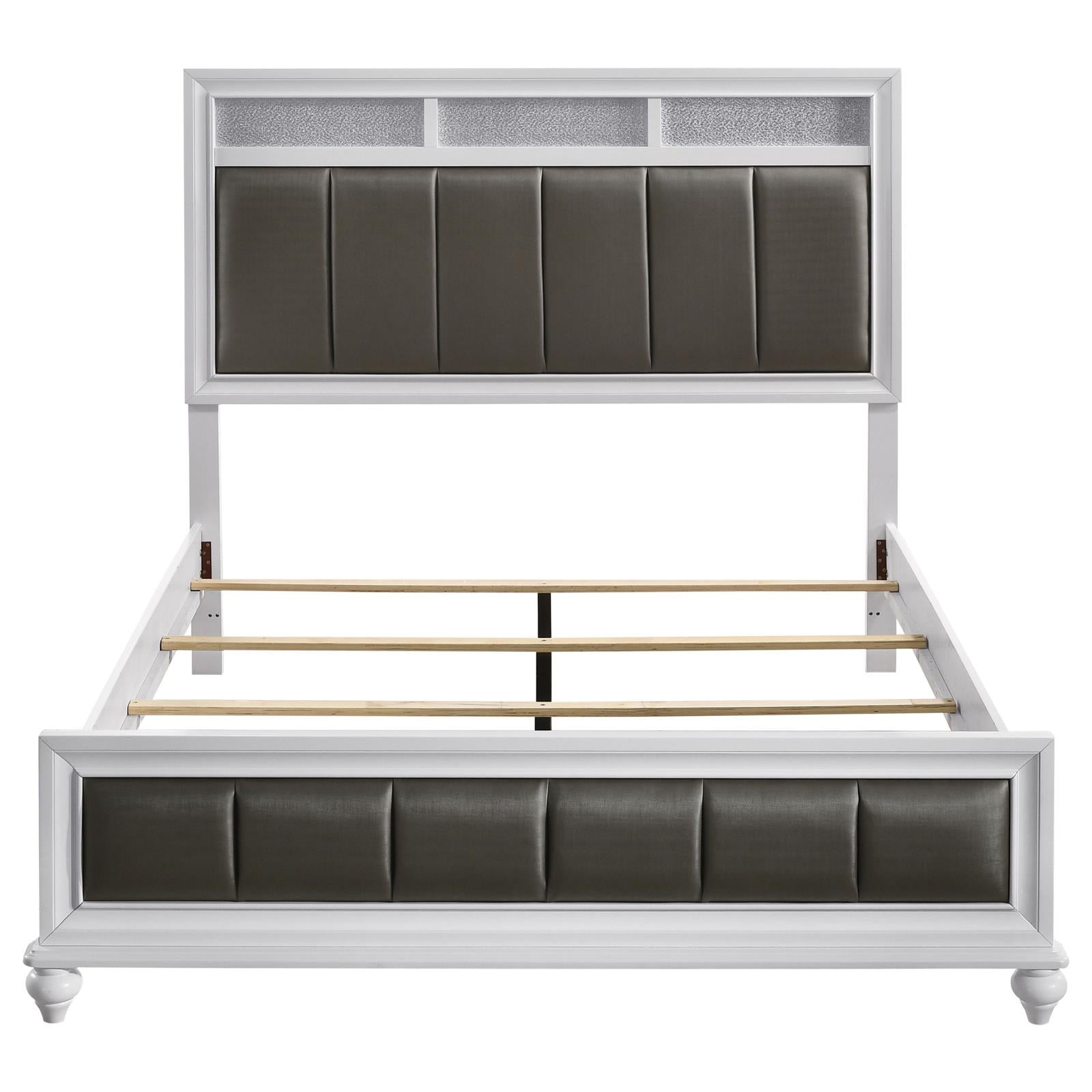Barzini Eastern King Upholstered Panel Bed White - 205891KE - Luna Furniture - Dallas Store