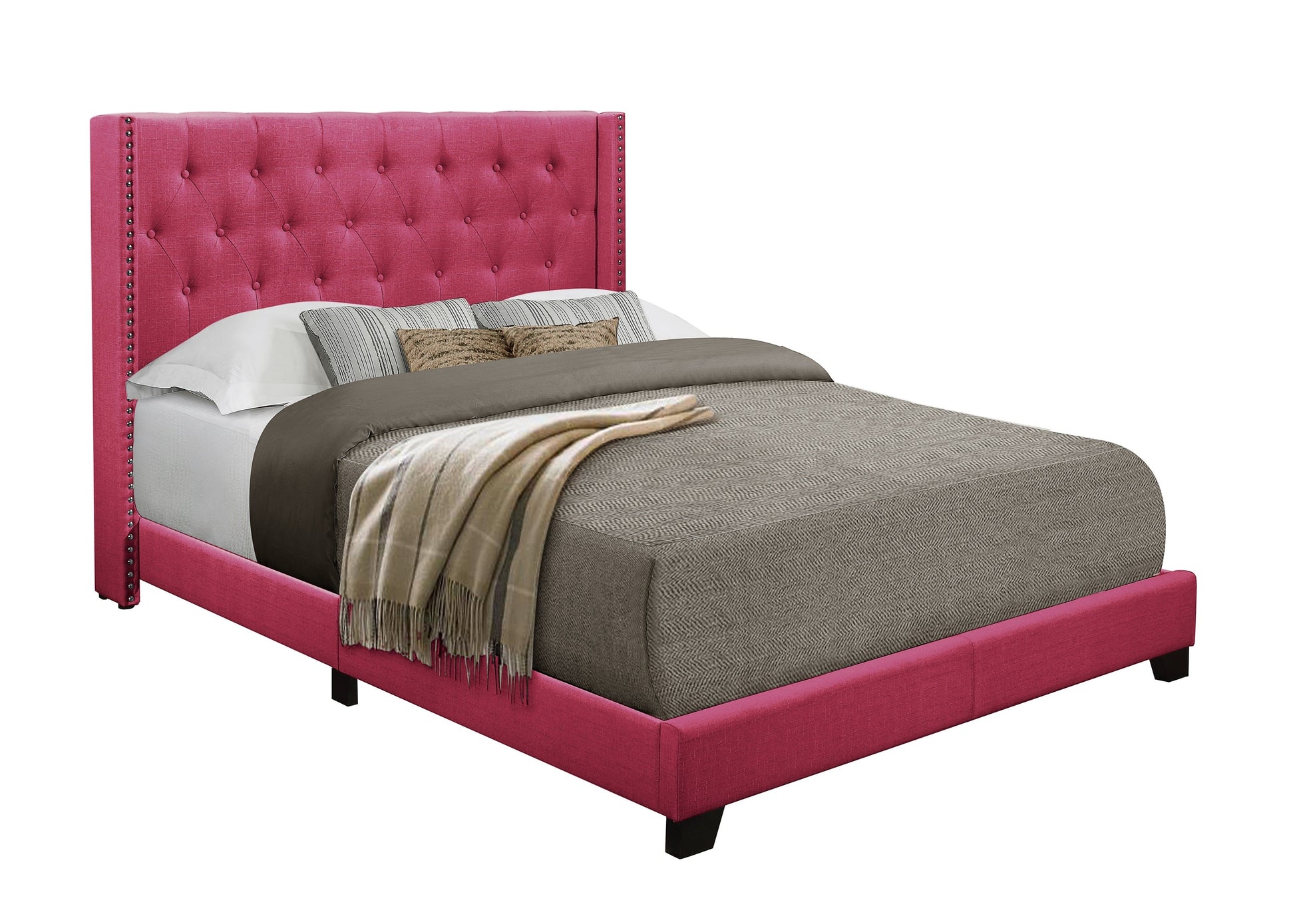 Barzini Pink King Upholstered Bed - SH215KPNK-1 - Luna Furniture - Dallas Store