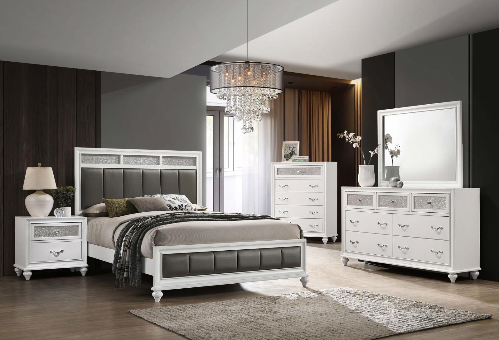 Barzini Queen Upholstered Panel Bed White - 205891Q - Luna Furniture - Dallas Store