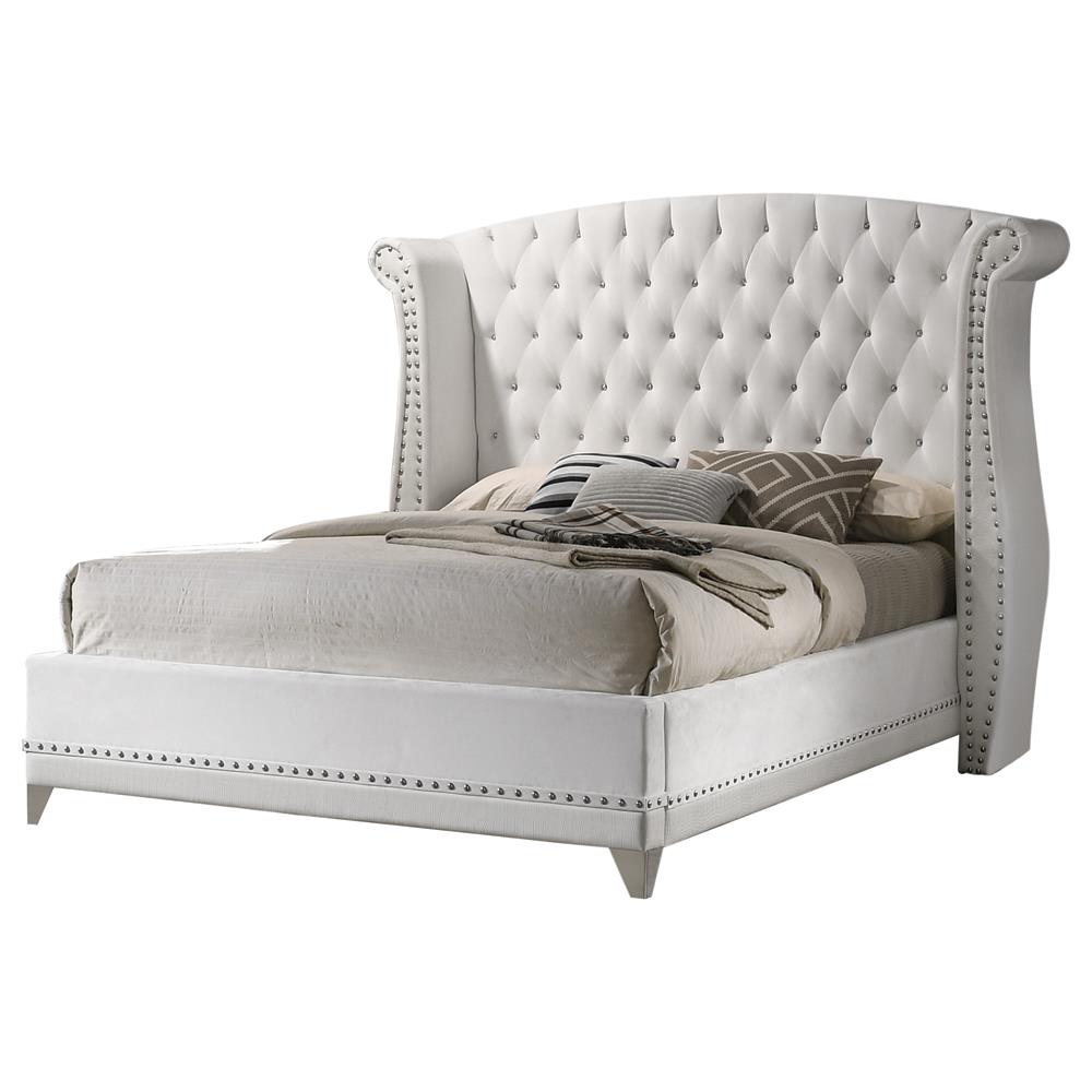 Barzini Queen Wingback Tufted Bed White - 300843Q - Luna Furniture - Dallas Store