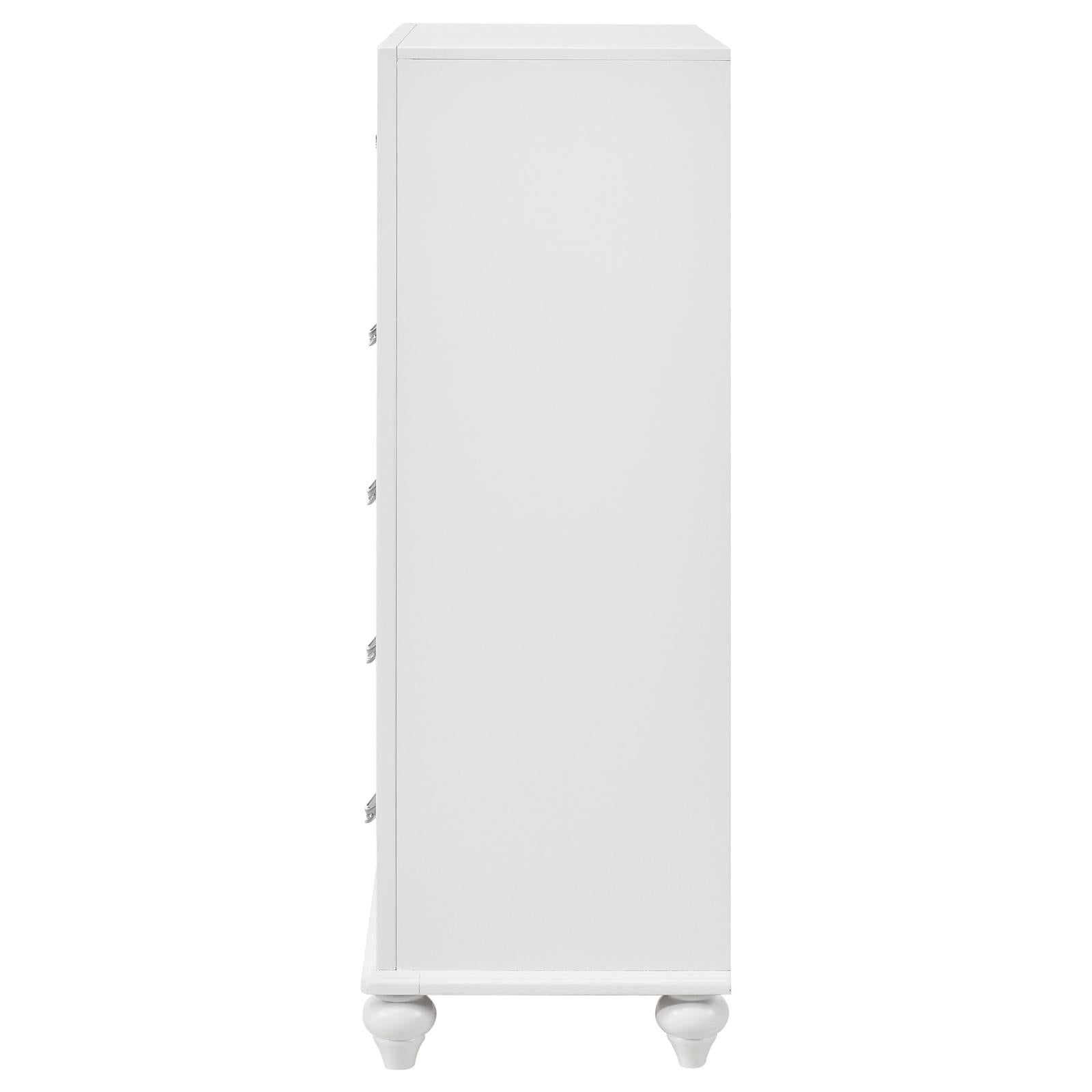 Barzini White 5-Drawer Chest - 205895 - Luna Furniture - Dallas Store