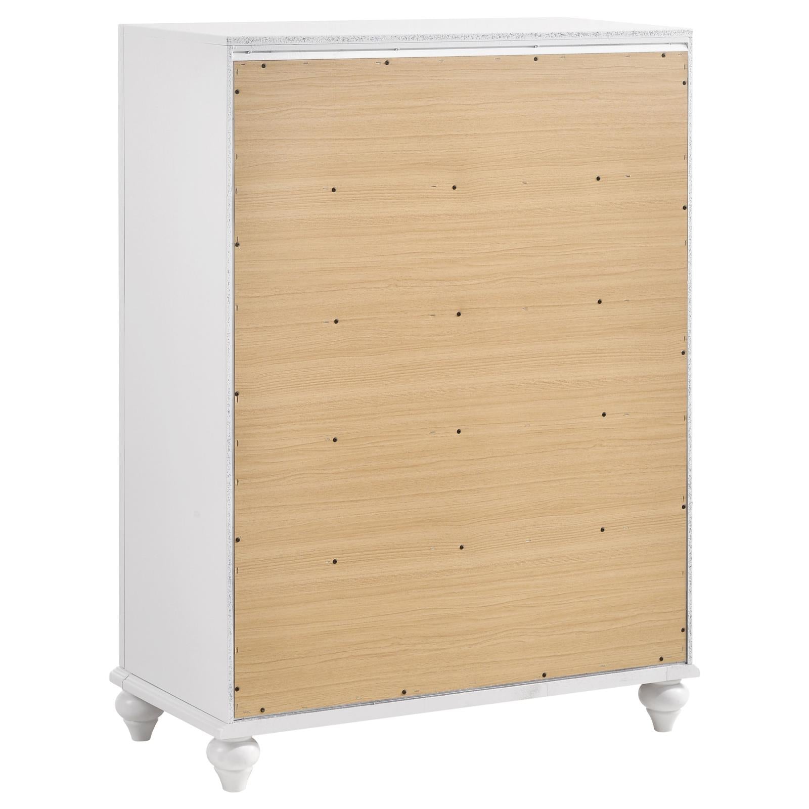 Barzini White 5-Drawer Chest - 205895 - Luna Furniture - Dallas Store