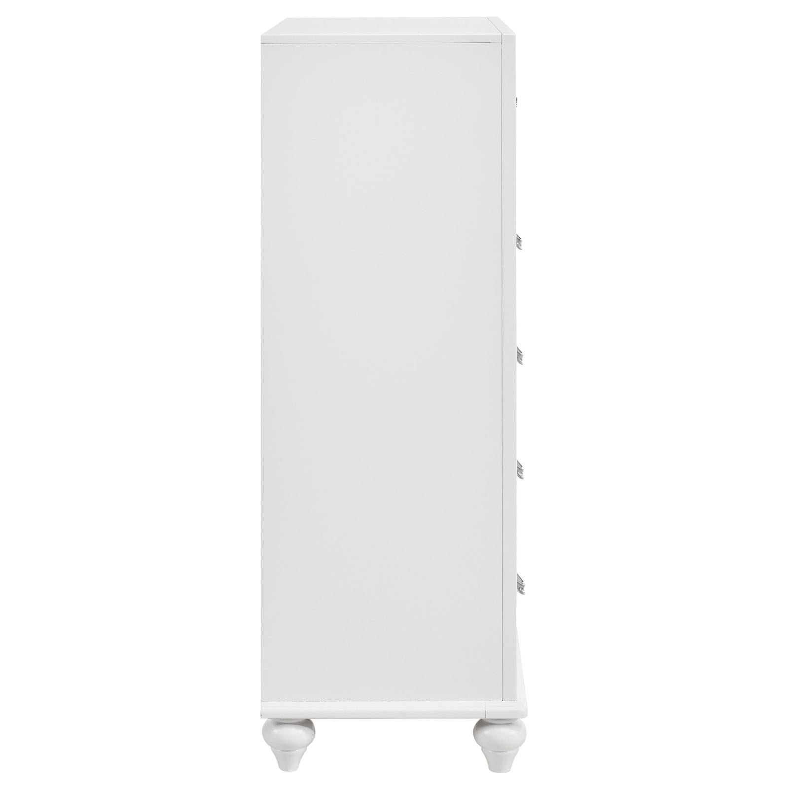 Barzini White 5-Drawer Chest - 205895 - Luna Furniture - Dallas Store