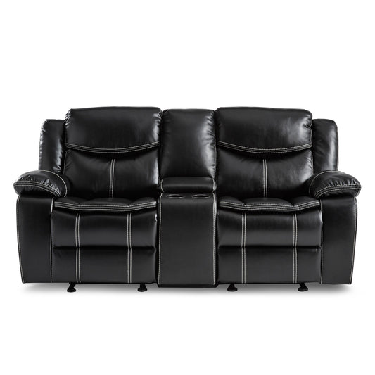 Bastrop Black Reclining Loveseat - 8230BLK-2 - Luna Furniture - Dallas Store