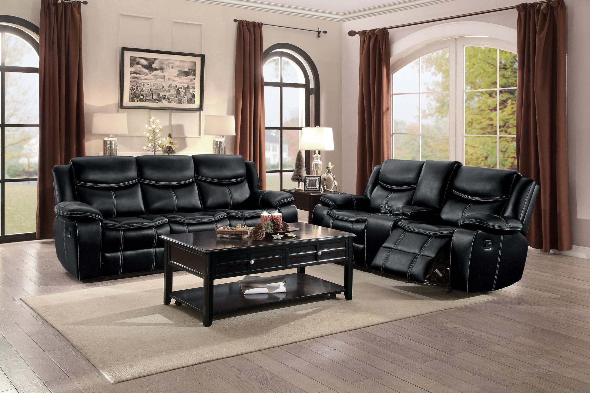 Bastrop Black Reclining Loveseat - 8230BLK-2 - Luna Furniture - Dallas Store