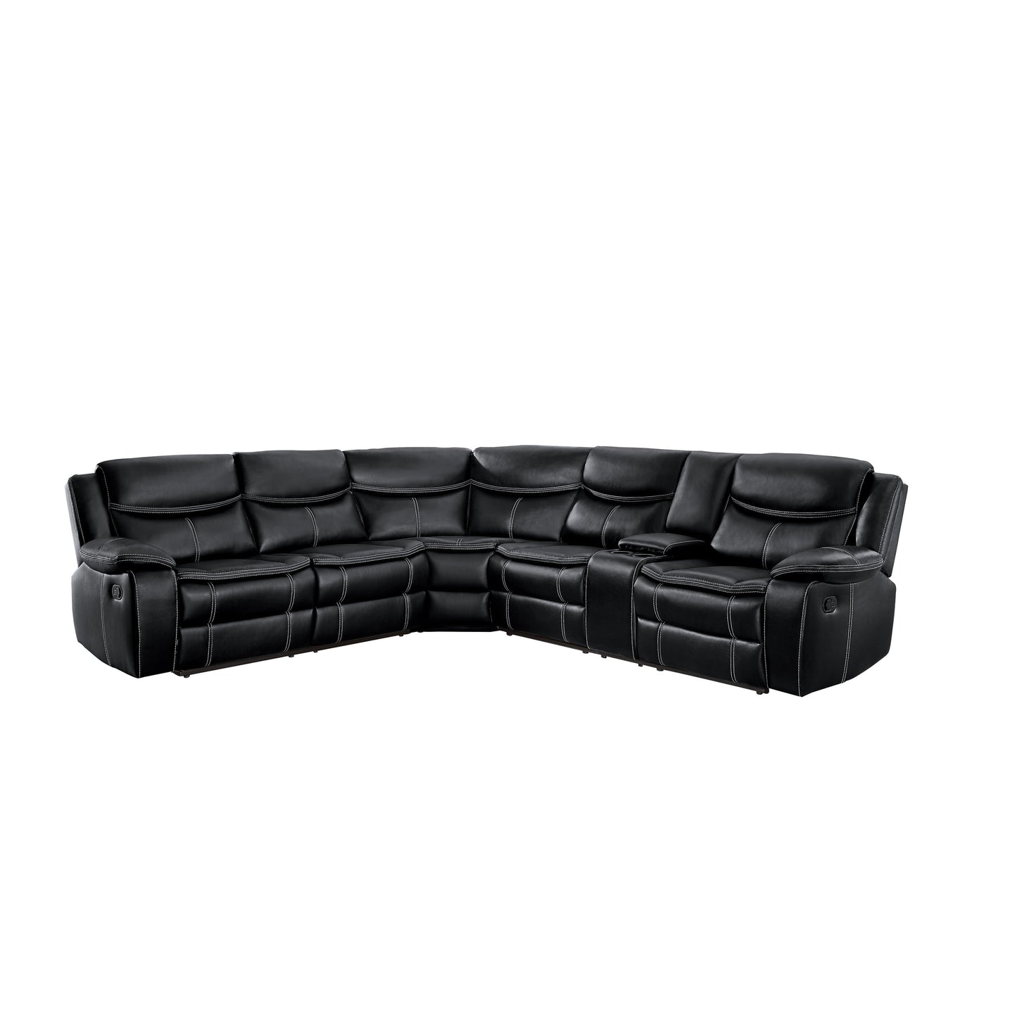 Bastrop Black Reclining Sectional - SET | 8230BLK-2L | 8230BLK-2RCN | 8230BLK-CR - Luna Furniture - Dallas Store