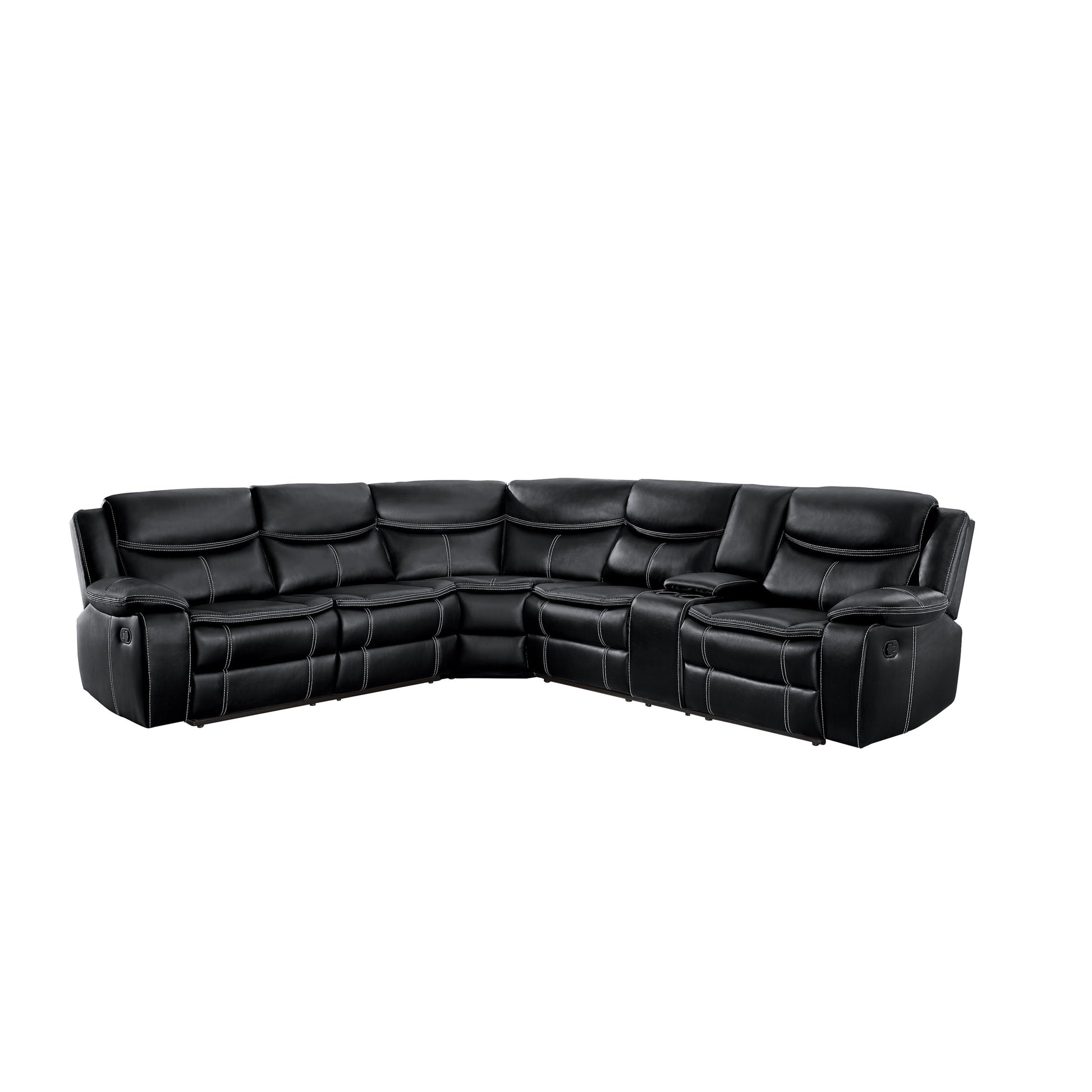 Bastrop Black Reclining Sectional - SET | 8230BLK-2L | 8230BLK-2RCN | 8230BLK-CR - Luna Furniture - Dallas Store