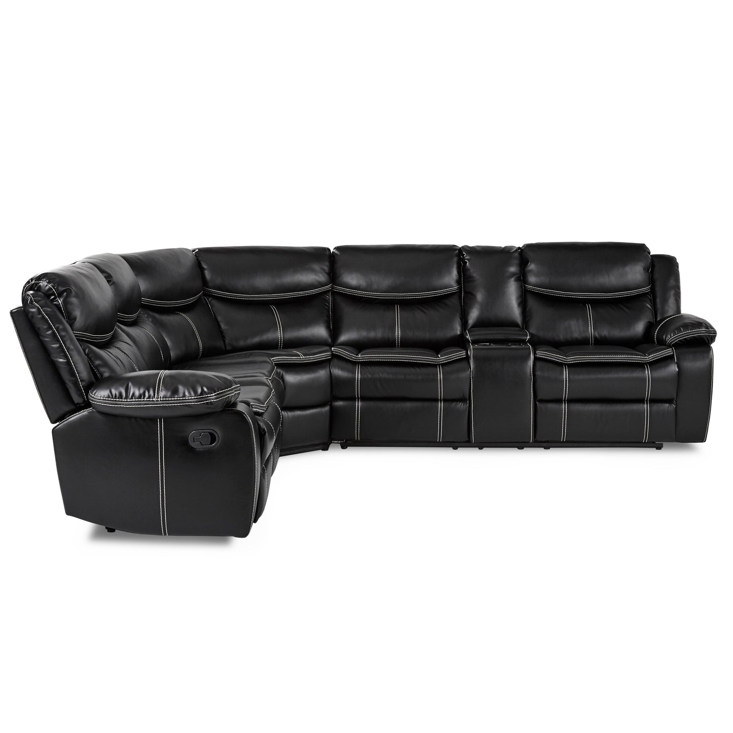Bastrop Black Reclining Sectional - SET | 8230BLK-2L | 8230BLK-2RCN | 8230BLK-CR - Luna Furniture - Dallas Store