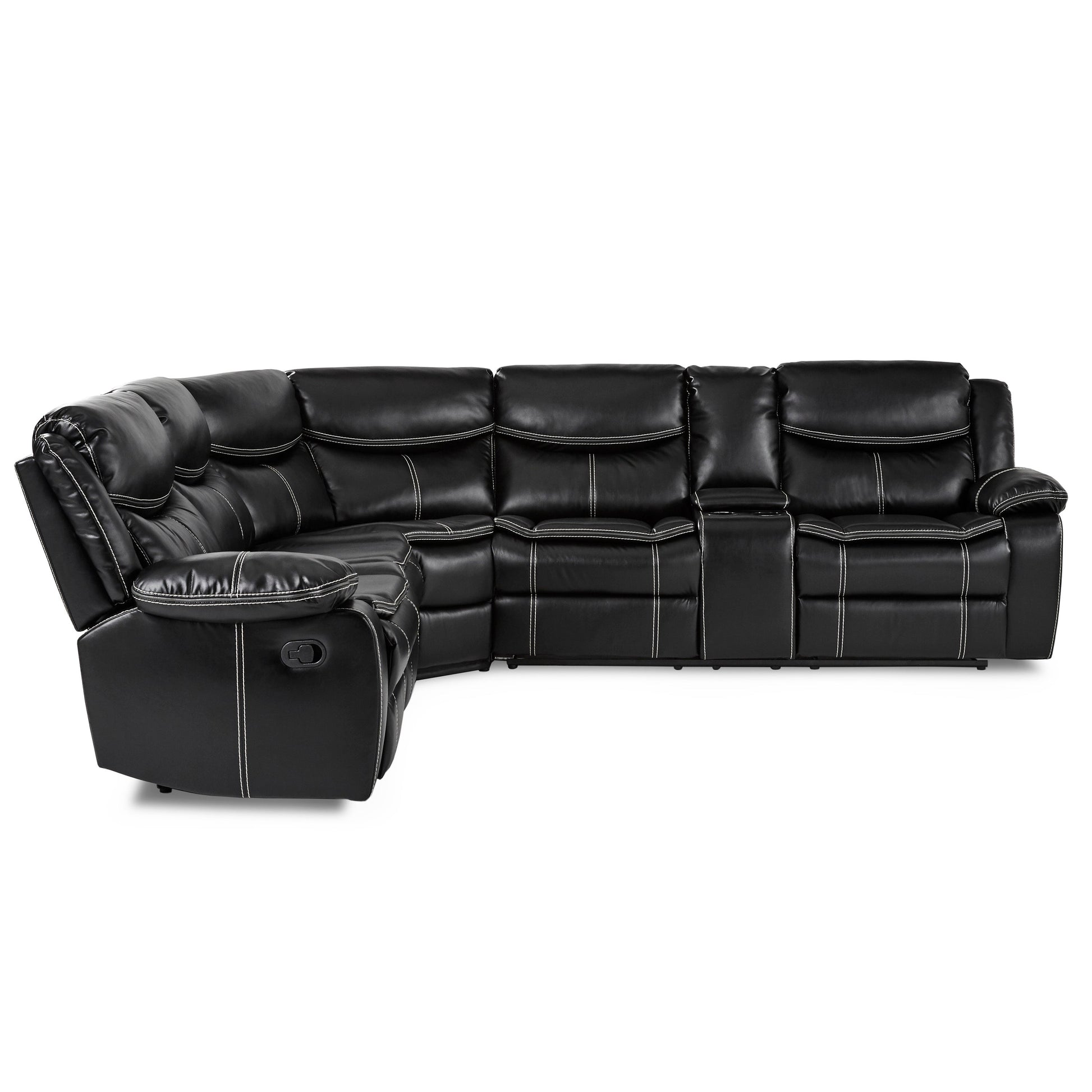 Bastrop Black Reclining Sectional - SET | 8230BLK-2L | 8230BLK-2RCN | 8230BLK-CR - Luna Furniture - Dallas Store