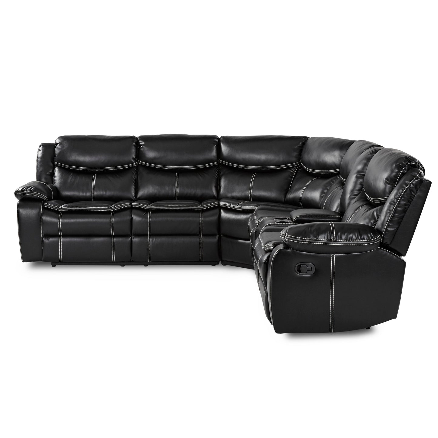 Bastrop Black Reclining Sectional - SET | 8230BLK-2L | 8230BLK-2RCN | 8230BLK-CR - Luna Furniture - Dallas Store