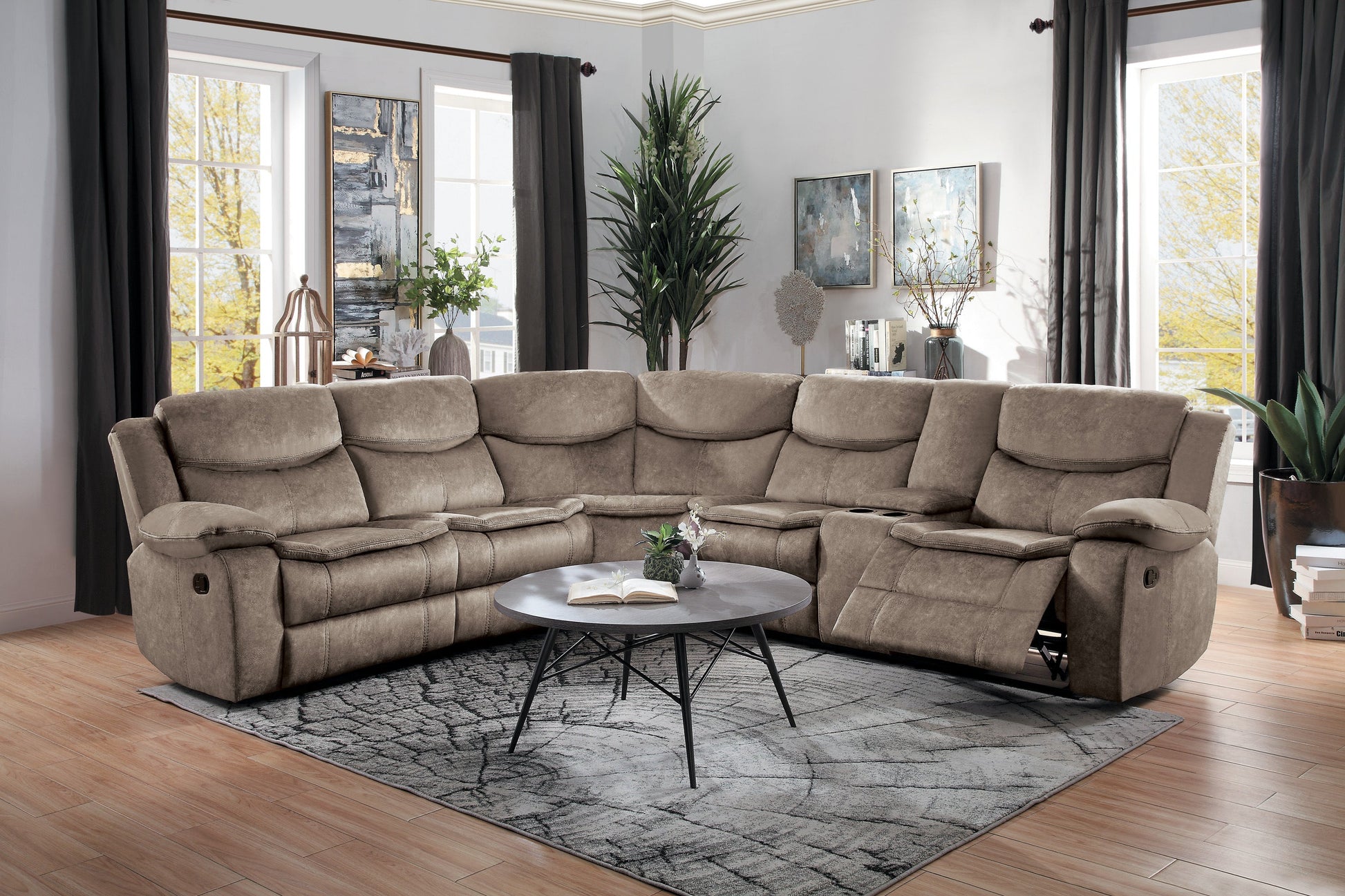 Bastrop Brown Microfiber Sectional - 8230FBR*SC - Luna Furniture - Dallas Store