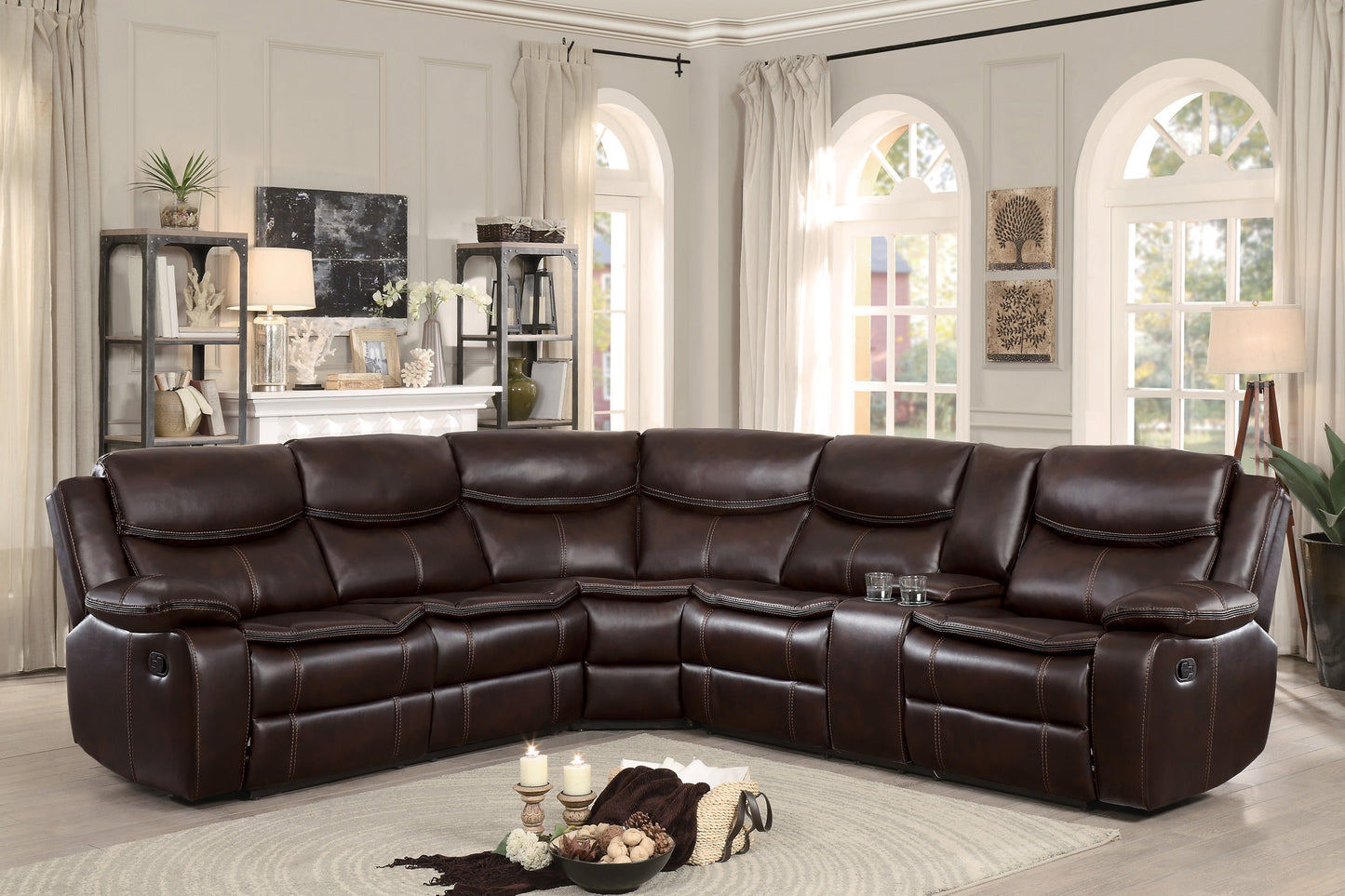Bastrop Brown Reclining Sectional - SET | 8230BRW-2L | 8230BRW-2RCN | 8230BRW-CR - Luna Furniture - Dallas Store
