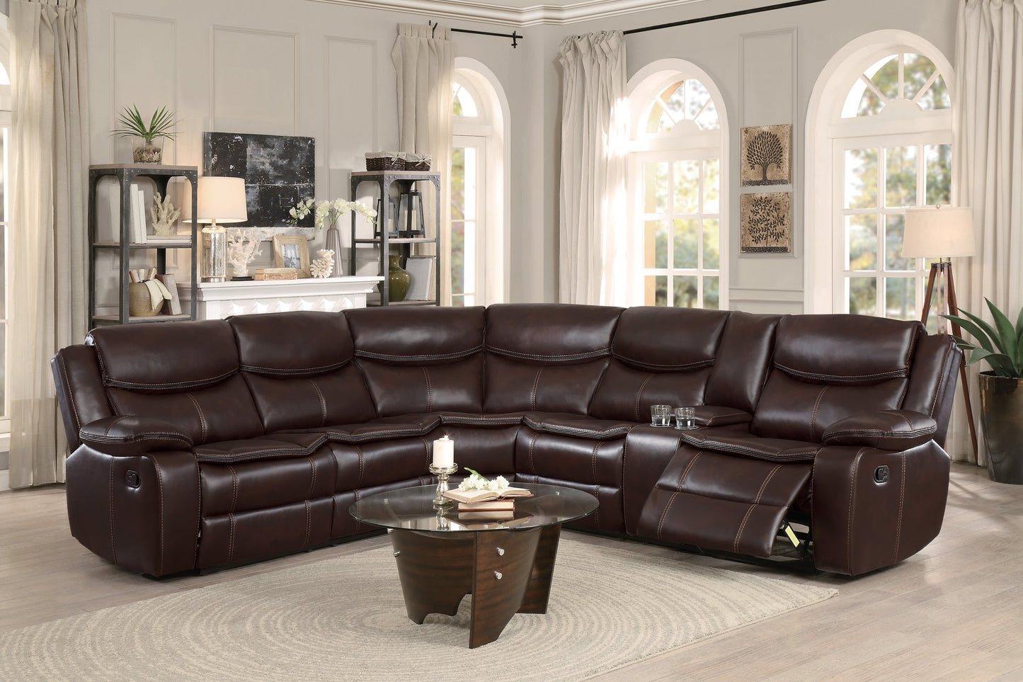 Bastrop Brown Reclining Sectional - SET | 8230BRW-2L | 8230BRW-2RCN | 8230BRW-CR - Luna Furniture - Dallas Store