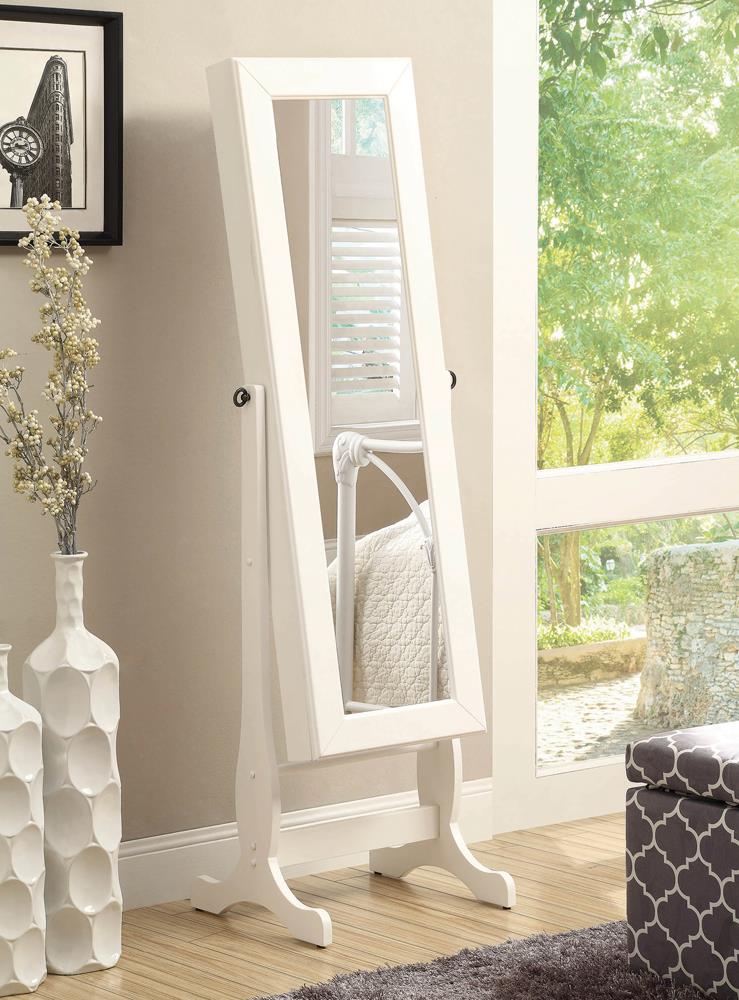 Batista White Jewelry Cheval Mirror with Drawers - 901804 - Luna Furniture - Dallas Store