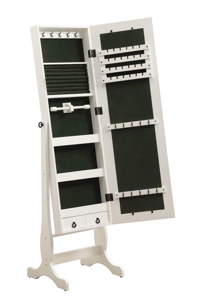 Batista White Jewelry Cheval Mirror with Drawers - 901804 - Luna Furniture - Dallas Store