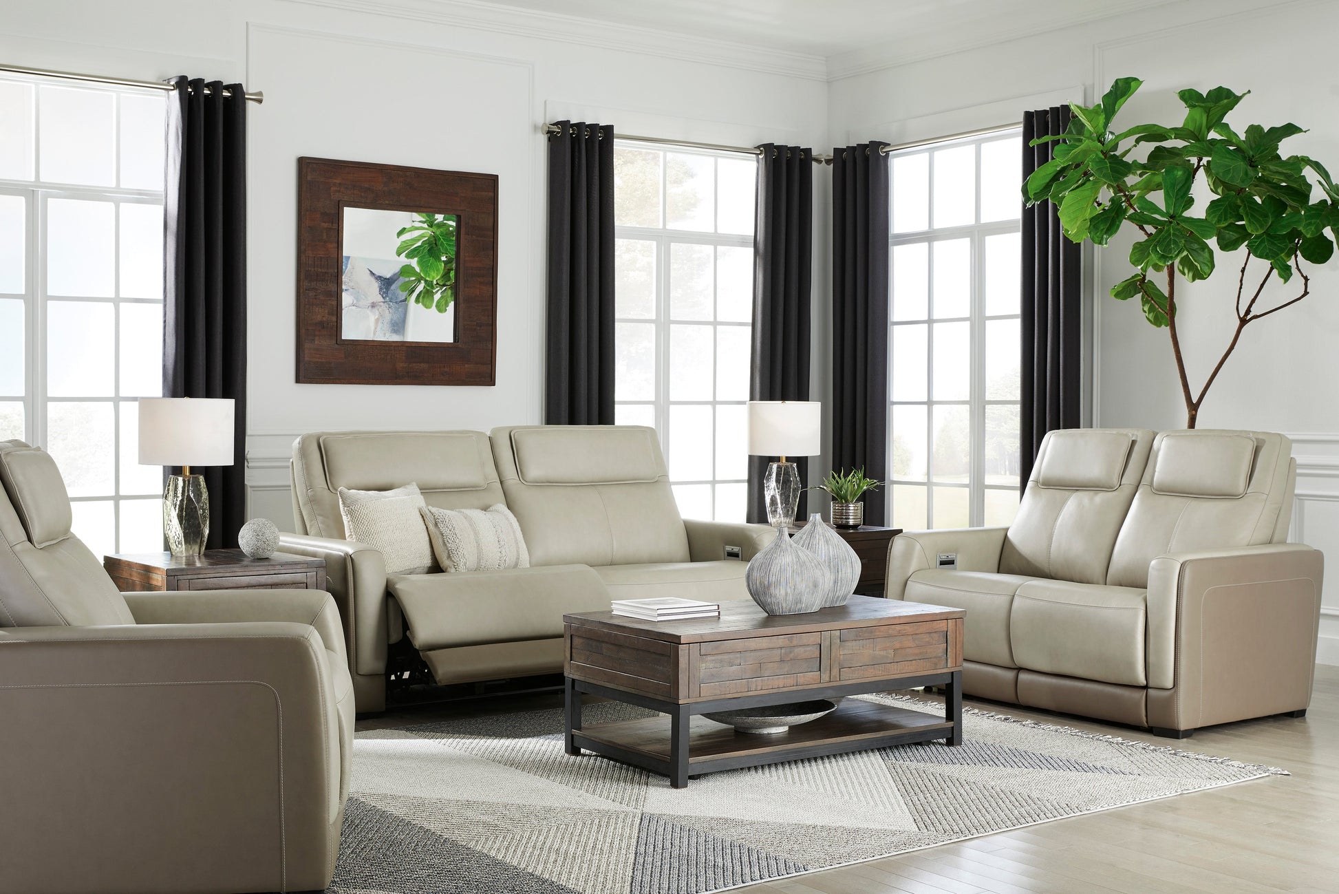 Battleville Almond Power Reclining Living Room Set - SET | U3070547 | U3070514 | U3070513 - Luna Furniture - Dallas Store